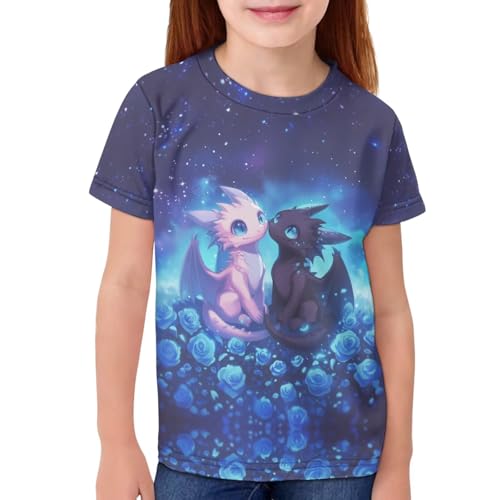 Image of WELLFLYHOM Kids Tshirts Girls Boys Short Sleeve Crewneck Tees Shirts Casual Sport Pullover Tops Size 3-16 Years