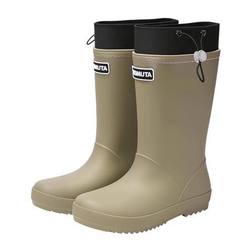 Botas de goma para mujer, medias altas, ligeras, antideslizantes, de goma, verde militar, 39 EU