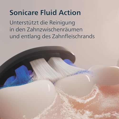 Philips Sonicare Series 6100 Elektrische Zahnbürste – Technologie der nächsten Generation, Drucksensor, 6 Putzeinstellungen, SmarTimer, BrushPacer, 21 Tage Laufzeit, Reiseetui, Schwarz, HX7401/12 3