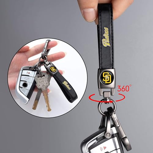 Image of Leather Car Keychain for Baseball Fans, Metal Car Key Ring Key Chain Accessories