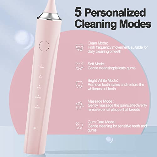 Pink Sonic Electric Toothbrush with 5 Modes and 8 Brush Heads