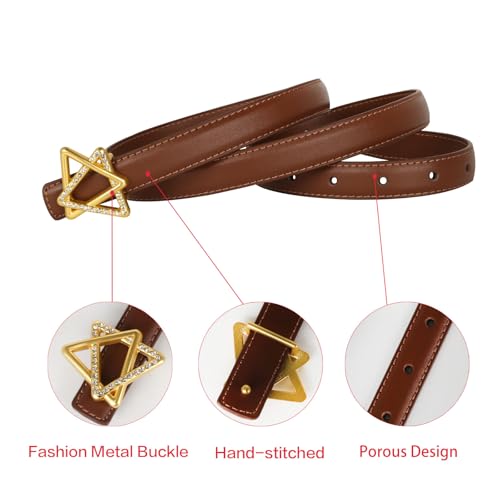 Image of Aurolran Women's Leather Belt with Buckle - Ideal for Dresses, Jeans, and Coats