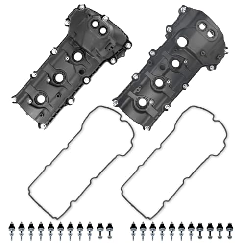 23B25 - Engine Valve Covers Replacement - 2022 Ford Mustang GT 500 & 2023 F-150 Raptor R 4 MITZONE Valve Cover Set Compatible with Ford Edge Explorer F-150 Flex Mustang Taurus Transit 150 250 350 Lincoln Continental MKS MKT MKZ MKX 3.5L 3.7L 2011-2020 Non-Turbocharged (Right+Left)