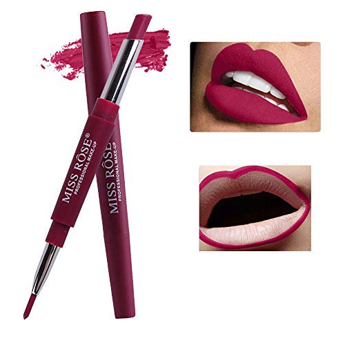2 In 1 Lipstick Pen, Women Lip Liner Double End Head Lasting Lip Liner Stick Pencil Lipstick