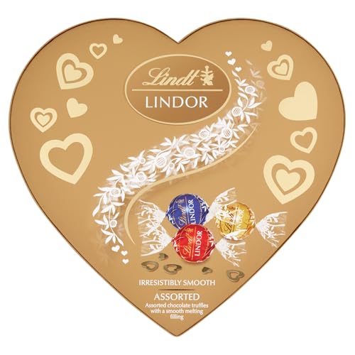 Lindt Lindor - Caja surtida de trufas de chocolate con forma de corazón, caja de 200 g (aprox. 16 bolas), relleno suave, día de San Valentín, día de la madre, Pascua, regalo, aniversario, cumpleaños