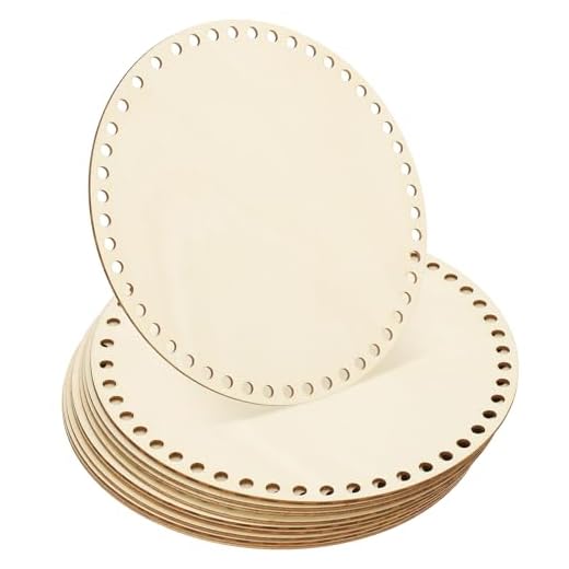 PATIKIL Base de cesta de crochê de 20 cm, 10 peças de fundo de cesta redonda base de madeira modelador de suprimentos kit de tricô para crochê bolsa de ombro bolsa de mão artesanato