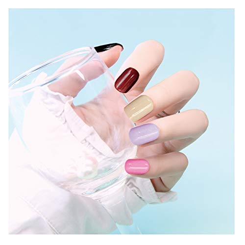 120Pcs Short Fake Nails Colorful Acrylic Full Cover Nails Press on Short Natural False Nails 5 Colors