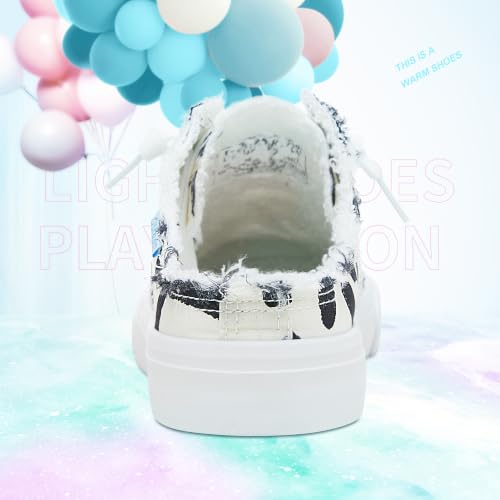 Image of Obtaom Women Canvas Mules Memory Foam Clipper Fashion Sneakers Comfortable Slip-On Mule Backless Holiday Shoes