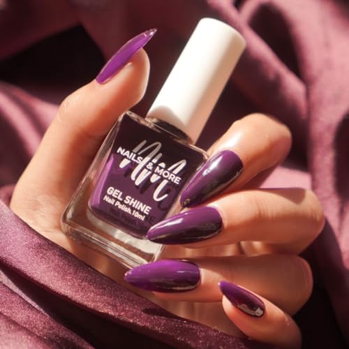 Image of Nails & More Indigo Nail Polish, Argan Oil-Infused Gel Shine, Deep Blue-Purple Nails, Fashion-Forward | 10ml