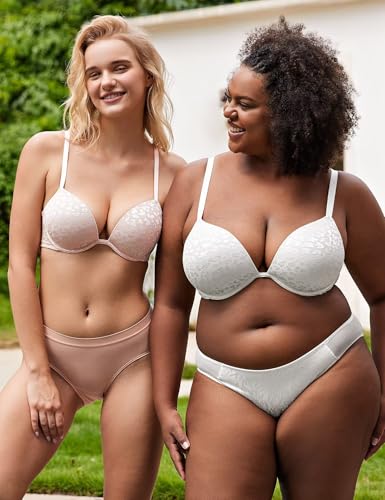 Image of Wingslove Women's Push Up Bra Deep V Plunge Underwire T-Shirt Bra Multiway 2 Cups Up