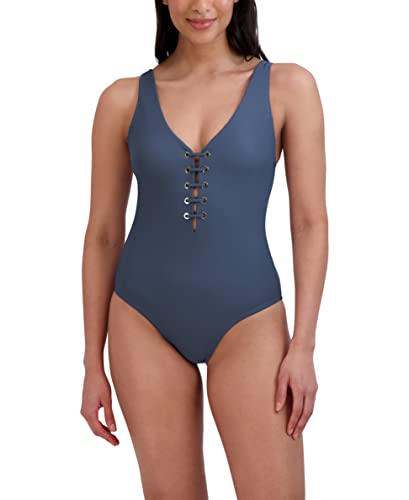 Maillot de bain une pièce chic BCBGMAXAZRIA en maille gris premium