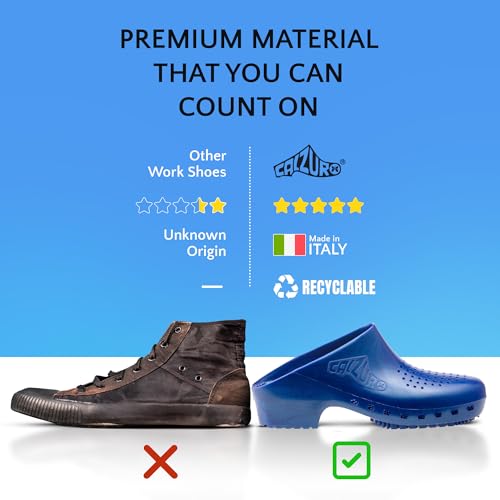 Image of CALZURO Classic Work Clogs with Holes - Unisex Work Clogs for Women and Men - Non Slip Shoes - Autoclavable Rubber Kitchen Shoes and Nursing Clogs