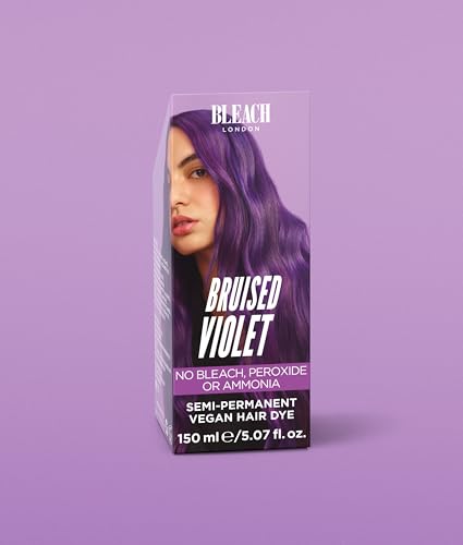 BLEACH LONDON Bruised Violet Color - Semi-Permanent Hair Color Deep Dramatic Purple Vegan Cruelty Free Temporary Hair Color Cream 150ml