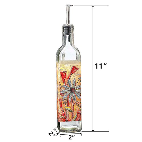 CEDAR HOME Olive Oil Bottle Set Glass Dispenser Vinegar Cruet 17oz. with Stainless Steel Leak Proof Pourer Spout for Cooking or Salad Dressing, 2 Pack, Orange - Thumbnail 6