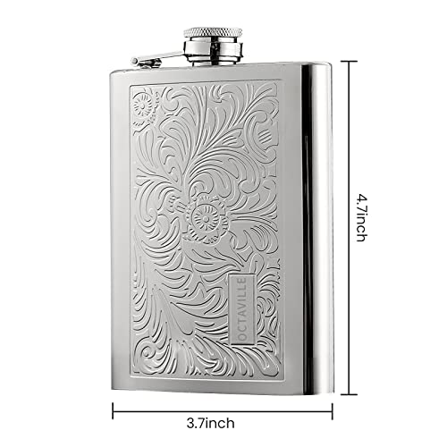 flasks for liquor for men Stainless quality hip flask 8oz Pocket Engraved Wine Drink Pot Alcohol flagon metal 220ml whiskey flask (Pattern)
