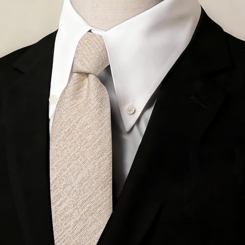 Image of Barry.Wang Skinny Ties for Men Cashmere Wool Blend Necktie with Tie Clip | Tie and Tie Clip Set, Cashmere Wool Blend, Textured Woven Stripe, 2.76 x 63 Inches, Extra Long Slim, Wedding Work Winter
