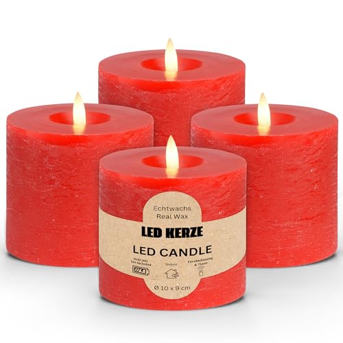LED Stumpenkerzen 4er Set aus Echtwachs mit Timerfunktion inkl....