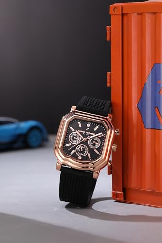 Image of Daniel Hechter Paris Moulin Collection Analog Watch for Men with Square Case, Luminous Hands & Markers, Multifunction Dial and Silicone Strap