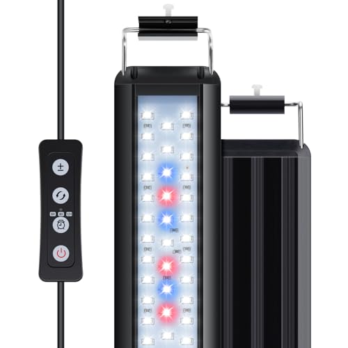 Nobleza LED   Luz de Acuario, 10W Peces Tanque Lámpara Iluminación de Plantado de Pecera, 3 Colores,Temporizador Ajustable, 10 Niveles de Brillo para Tanque de 42 62cm