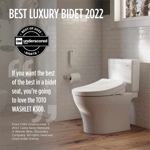 TOTO® WASHLET® K300 Electronic Bidet Toilet Seat with Instantaneous Water Heating, PREMIST and EWATER+ Wand Cleaning, Elongated, Cotton White - SW3036R#01