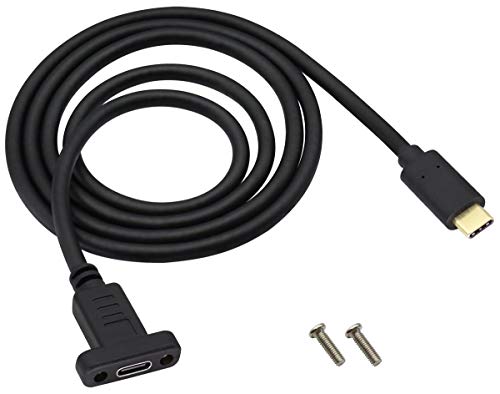 AAOTOKK USB 3.1 Type C Panel Mount Extension Adapter Cable Gen 2 USB Type C 3.1 Female Panel Mount to Male Cable,Supports Charging,Data,Audio,Video Cable for Samsung Note10,MacBook Air(1M/3ft)
