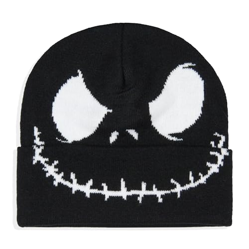 The Nightmare Before Christmas Jack Skellington Big Face Adult Cuff Beanie for Men and Women Black