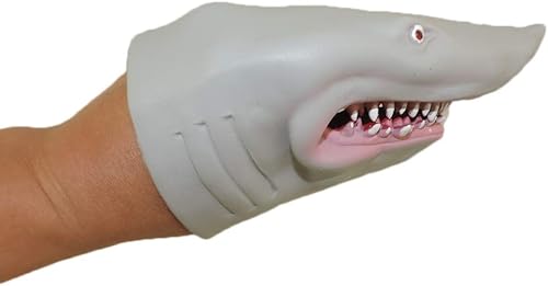 Miniatura 7 de NOVELTY GIANT WWW.NOVELTYGIANT.COM Juego de 2 marionetas de mano de tiburón megalodón blanco de silicona