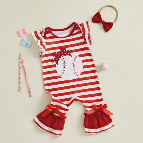 Baby Girl Baseball Outfit Newborn Romper Jumpsuits Sleeveless One Piece Clothes Cute Infant Summer Clothing3