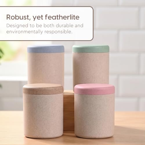 Image of Eha Earth Friendly Canister Set of 4 Made with Rice Husk| Kitchen Jar 400ml | Storage and Containers | Air tight containers for kitchen storage | Multilight