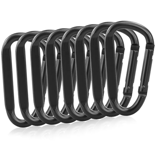 Pieza de mosquetón de rosca de 6,7 cm, juego de mosquetón, mosquetón en D, mosquetón de aluminio, mosquetón de aluminio, mosquetón de material, mosquetón con llavero, color negro