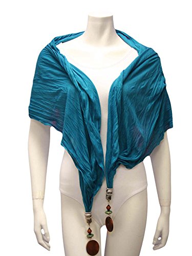 Luxury Divas Linen Scarf With Wood Bead Trim4