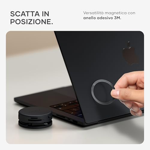 SATECHI OntheGo™ 7-in-1 USB-C Hub, Adattatore Multiporta Magnetico, 100W PD, HDMI 4K/60Hz, Gigabit Ethernet, 2×USB-A 5Gbps, Lettore SD/microSD, Cavo a Spirale, per Mac & Windows – Nero Spaziale - Hub USB - Immagine 6