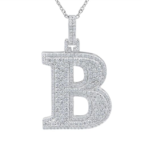 White Gold Plated & Yellow Gold Plated Moissanite Initial Letter Pendant Necklace for Men Women - 925 Sterling Silver Pendant with A to Z Alphabet Jewelry - Gift for Anniversaries or Special Occasions