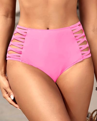 Image of Holipick Women High Waisted Bikini Bottoms Tummy Control Swimsuit Bottoms Strappy Swim Bottom