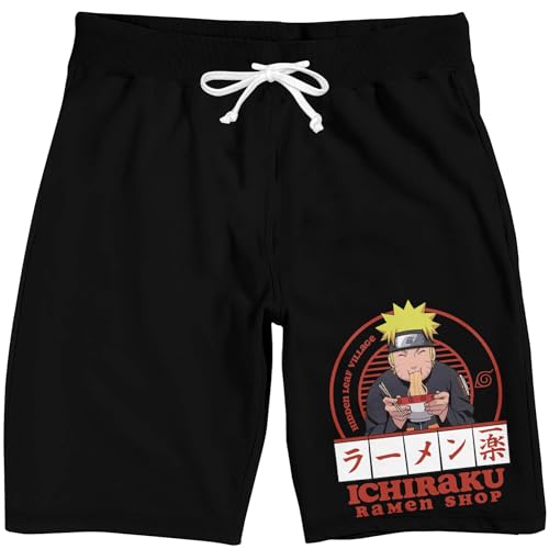 Bioworld Naruto Shippuden Ichiraku Ramen Shop Men's Black Sleep Pajama Shorts