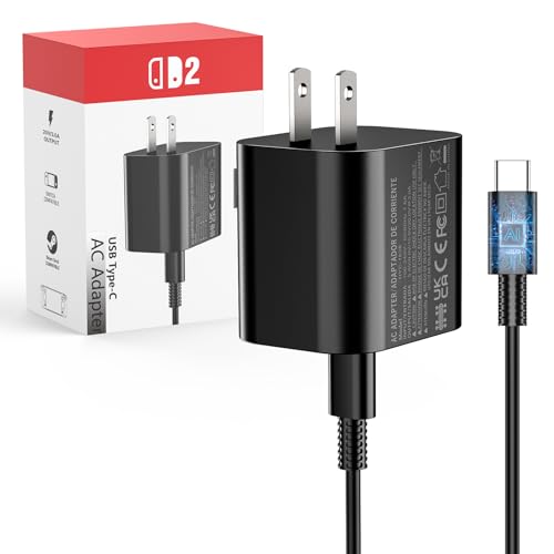 Image of 60W Charger for Nintendo Switch 2, Fast Charging USB C Cable for Switch 2 Accessories, AC Adapter with 5FT Cable Compatible with Nintendo 2,Lite,OLED,Steam Deck - Support TV Mode