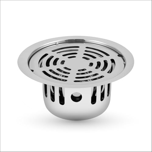 Image of Round Ringo Floor Drain Cockroach Trap 5 INCH for Bathroom Gratings 304 Grade Waste Water Drainer in Washbasin Sink & Toilet Safety from Insects (Round Ringo 5 Inch Silver)