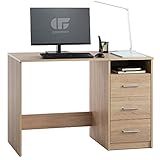 COMIFORT Escritorio Oficina - Mesa Escritorio con 3 Cajones y 1 Hueco Abierto para Almacenamiento. Diseñado en España Acabado en Melamina, Escritorio Despacho Trabajo u Ordenador - PUMAR sonoma