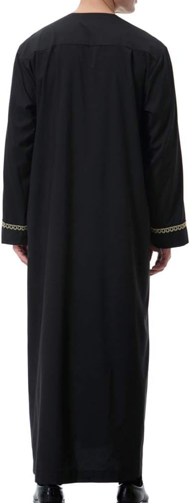 Męska muzułmańska koszulka z nadrukiem Kaftan Islamski Royalty Dubai Szlafrok z długim rękawem Retro Tuniki Abaya Luźna Kandoura,