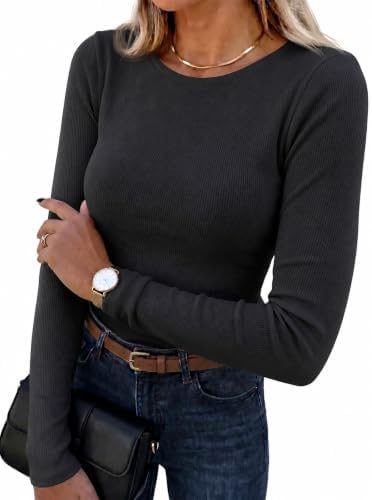 Cicy Bell Damen Langarmshirt Fleece Thermooberteile Rundhals | Pullover,Elegant,Winter,Slim Fit,Warm,Basic,Herbst,Tops,Weiches Innenfleece