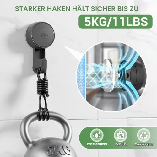 Ulinek 4-Pack Saugnapf Haken extra stark, Saughaken Bad Ohne Bohren – Ansicht 4