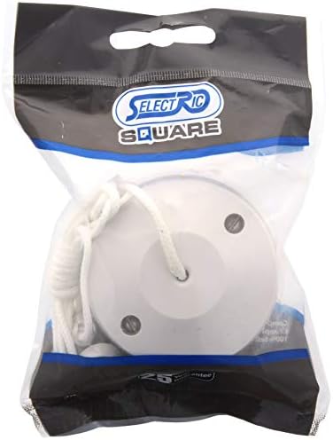 Ceiling Pull Light Switch with 1.5m Cord, White Plastic Bathroom/Toilet Fan Flourescent Light Bulb Control