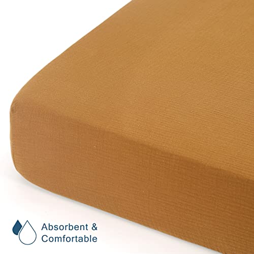 Image of GRSSDER Soft Muslin Crib Sheet 1 Pack, 100% Cotton Crib Sheets for Boys and Girls, Fit Standard Crib Mattresses 52 inch x 28 inch Safe and Snug, Fall Yellow