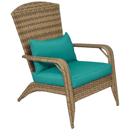 Outsunny Patio Wicker Adirondack Chair Outdoor Sky Blue