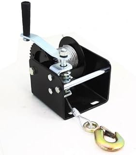 2000lb Worm Gear Winch Hand Cable Trailer Truck Boat Manual Crank Portable Mount
