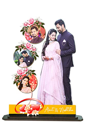Pixelkari Personalized Premium Gift Wooden Cutout Photo Frame Standy Customized Gift with Your Photos, 9 x 11 inch