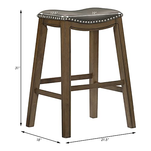 Lexicon Alviso Wooden Saddle Seat Pub Height Stool, 29" Sh, Gray #TOP2