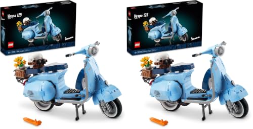 Image of LEGO Icons Vespa 125 Model Building Kit - Vintage Italian Scooter DIY Craft Kit for Adults, Ages 18+ - Gift for Birthdays - Includes Kickstand for Easy Display - 10298 (Pack of 2)