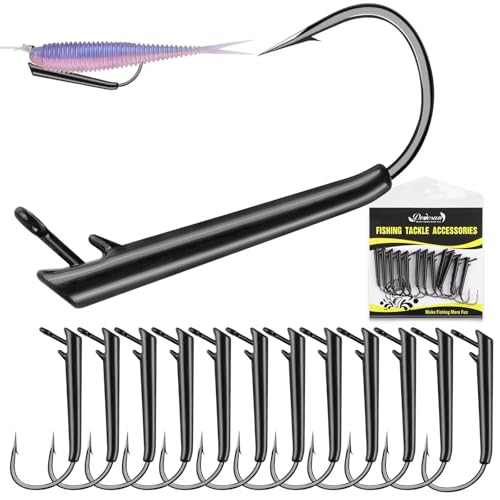 Dovesun 12PCS Ozark Rig Weedless Jig Heads for Bass Fishing Weedless Hooks, 3/0 Texas Rig Hooks Jig Heads for Saltwater & Freshwater 3/8 OZ