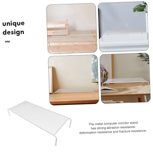 Soporte elevador para monitor de malla de hierro blanco 4